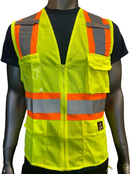 Safeline High-Visibility Safety Vest – Reflective Strips, Multi-Pocket Utility, Zipper Front Closure - 6 Different Colors