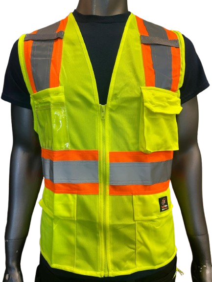 Safeline High-Visibility Safety Vest – Reflective Strips, Multi-Pocket Utility, Zipper Front Closure - 6 Different Colors
