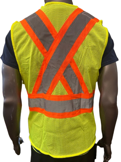 Safeline High-Visibility Safety Vest – Reflective Strips, Multi-Pocket Utility, Zipper Front Closure - 6 Different Colors