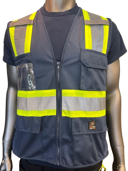Safeline High-Visibility Safety Vest – Reflective Strips, Multi-Pocket Utility, Zipper Front Closure - 6 Different Colors