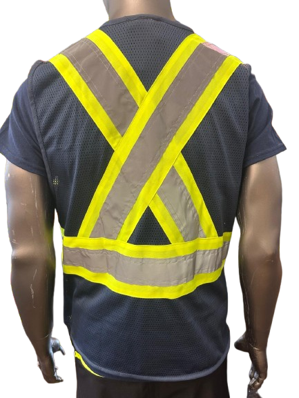 Safeline High-Visibility Safety Vest – Reflective Strips, Multi-Pocket Utility, Zipper Front Closure - 6 Different Colors