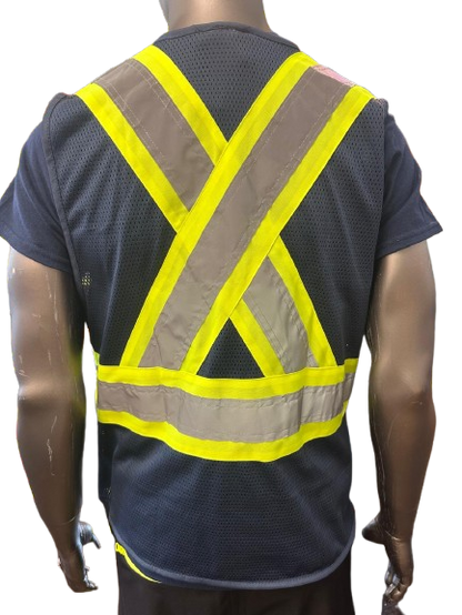Safeline High-Visibility Safety Vest – Reflective Strips, Multi-Pocket Utility, Zipper Front Closure - 6 Different Colors