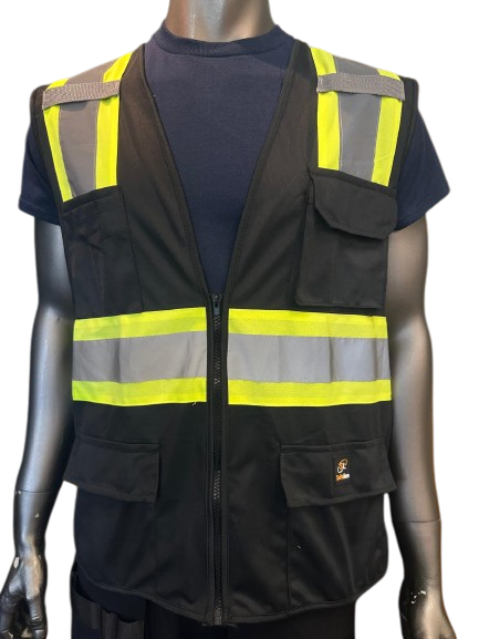 Safeline High-Visibility Safety Vest – Reflective Strips, Multi-Pocket Utility, Zipper Front Closure - 6 Different Colors