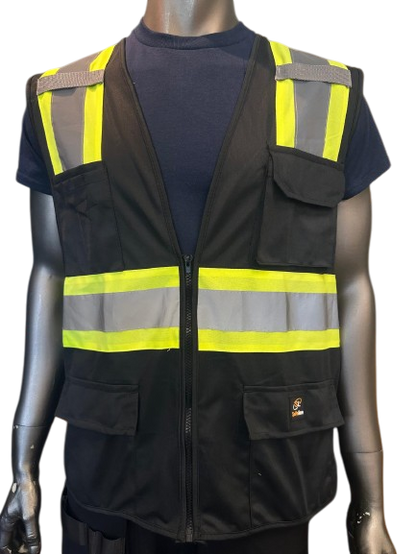 Safeline High-Visibility Safety Vest – Reflective Strips, Multi-Pocket Utility, Zipper Front Closure - 6 Different Colors