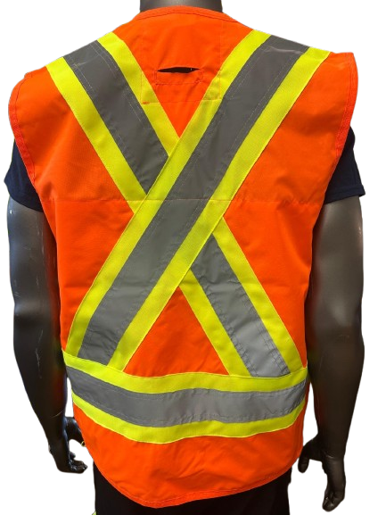 High-Visibility Safety Vest – Reflective Strips, Inside & Outside Multi-Pocket Utility, Durable Polyester Fabric, Button Closure - 6 Different Colors