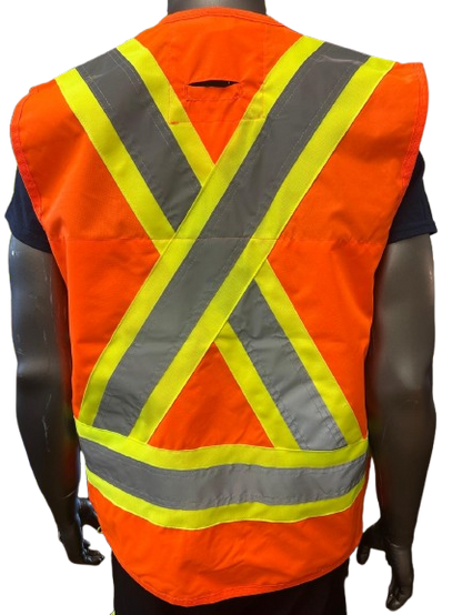 High-Visibility Safety Vest – Reflective Strips, Inside & Outside Multi-Pocket Utility, Durable Polyester Fabric, Button Closure - 6 Different Colors