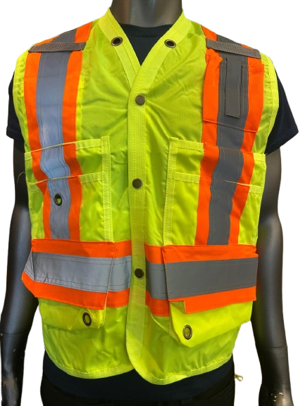 High-Visibility Safety Vest – Reflective Strips, Inside & Outside Multi-Pocket Utility, Durable Polyester Fabric, Button Closure - 6 Different Colors