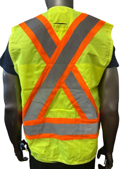 High-Visibility Safety Vest – Reflective Strips, Inside & Outside Multi-Pocket Utility, Durable Polyester Fabric, Button Closure - 6 Different Colors