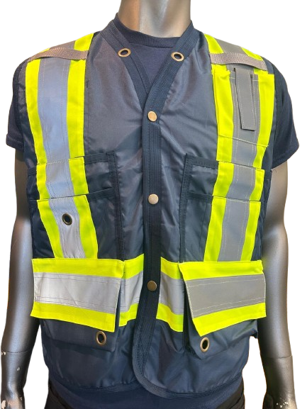 High-Visibility Safety Vest – Reflective Strips, Inside & Outside Multi-Pocket Utility, Durable Polyester Fabric, Button Closure - 6 Different Colors