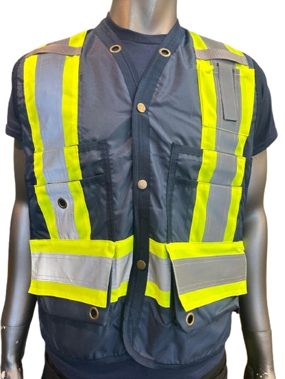 High-Visibility Safety Vest – Reflective Strips, Inside & Outside Multi-Pocket Utility, Durable Polyester Fabric, Button Closure - 6 Different Colors
