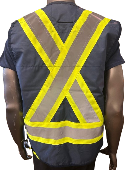 High-Visibility Safety Vest – Reflective Strips, Inside & Outside Multi-Pocket Utility, Durable Polyester Fabric, Button Closure - 6 Different Colors