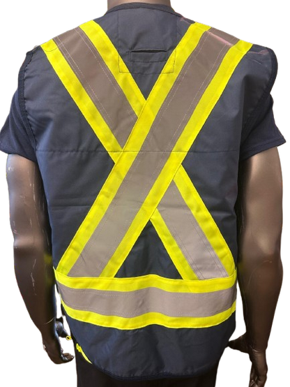 High-Visibility Safety Vest – Reflective Strips, Inside & Outside Multi-Pocket Utility, Durable Polyester Fabric, Button Closure - 6 Different Colors