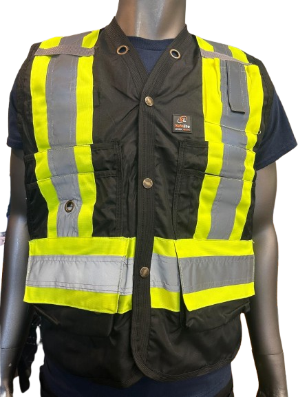 High-Visibility Safety Vest – Reflective Strips, Inside & Outside Multi-Pocket Utility, Durable Polyester Fabric, Button Closure - 6 Different Colors