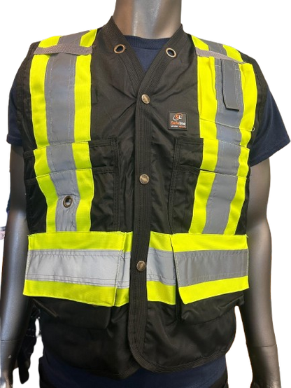 High-Visibility Safety Vest – Reflective Strips, Inside & Outside Multi-Pocket Utility, Durable Polyester Fabric, Button Closure - 6 Different Colors