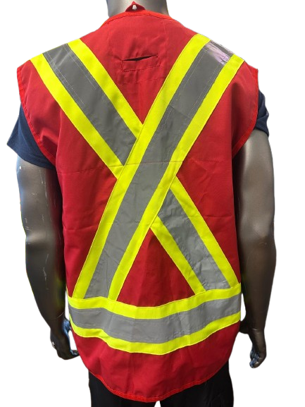 High-Visibility Safety Vest – Reflective Strips, Inside & Outside Multi-Pocket Utility, Durable Polyester Fabric, Button Closure - 6 Different Colors