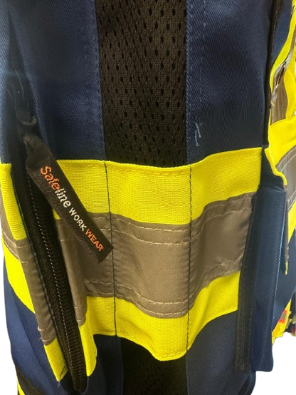 Safeline High-Visibility Safety Vest with Side Zipper Pocket – Reflective Strips & Multi-Pocket Design - 3 Different Colors