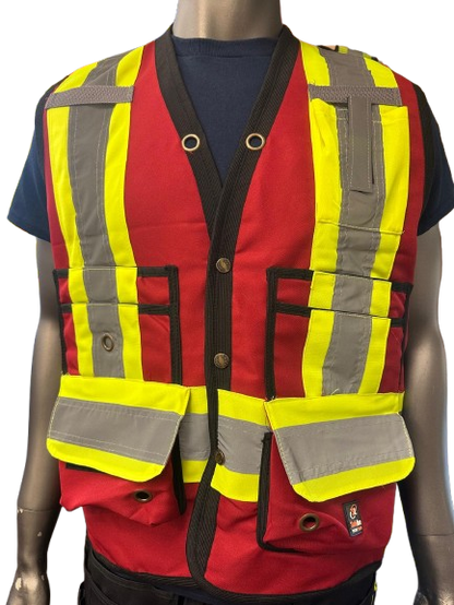 Safeline High-Visibility Safety Vest with Side Zipper Pocket – Reflective Strips & Multi-Pocket Design - 3 Different Colors