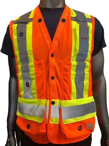 Forcefield High-Visibility Safety Vest with Side Zipper Pocket – Reflective Strips, Light Weight & Multi-Pocket - 3 Different Colors