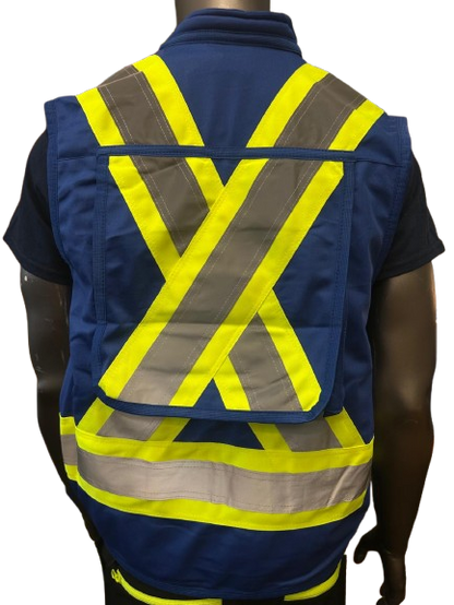 Safeline High-Visibility Safety Vest – Reflective Strips, Zipper Closure, Side & Back Utility Pockets, Soft Padded Collar - 5 Different Colors