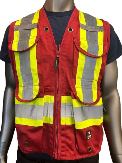 Safeline High-Visibility Safety Vest – Reflective Strips, Zipper Closure, Side & Back Utility Pockets, Soft Padded Collar - 5 Different Colors