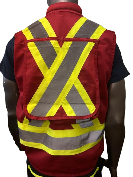 Safeline High-Visibility Safety Vest – Reflective Strips, Zipper Closure, Side & Back Utility Pockets, Soft Padded Collar - 5 Different Colors