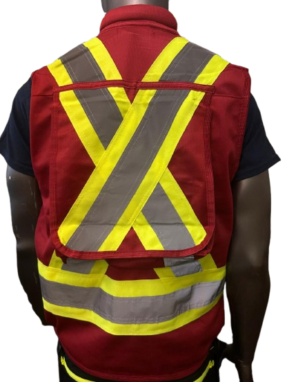 Safeline High-Visibility Safety Vest – Reflective Strips, Zipper Closure, Side & Back Utility Pockets, Soft Padded Collar - 5 Different Colors