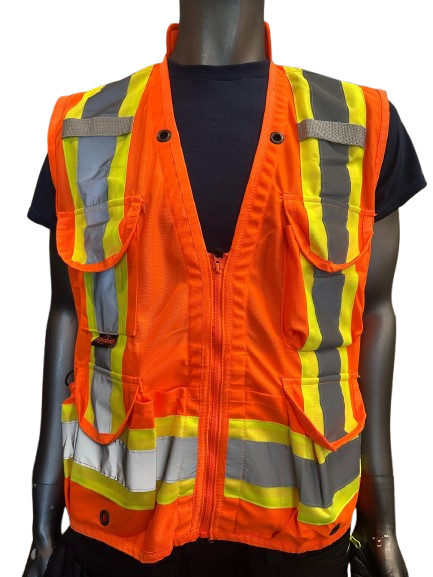 Safeline High-Visibility Safety Vest – Reflective Strips, Zipper Closure, Side & Back Utility Pockets, Soft Padded Collar - 5 Different Colors