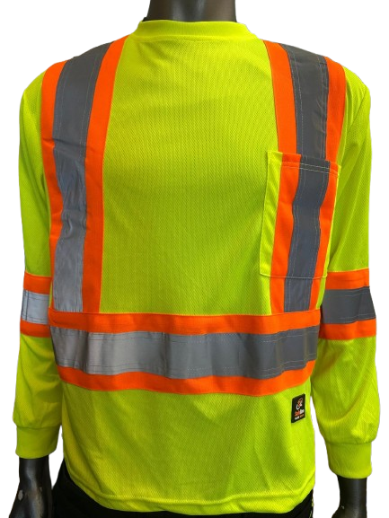 Safeline Hi Vis Moisture-Wicking Long Sleeve Safety Shirt - Breathable & Soft Work T-Shirt with Reflective Tape