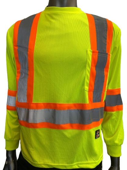 Safeline Hi Vis Moisture-Wicking Long Sleeve Safety Shirt - Breathable & Soft Work T-Shirt with Reflective Tape
