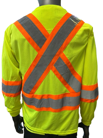 Safeline Hi Vis Moisture-Wicking Long Sleeve Safety Shirt - Breathable & Soft Work T-Shirt with Reflective Tape