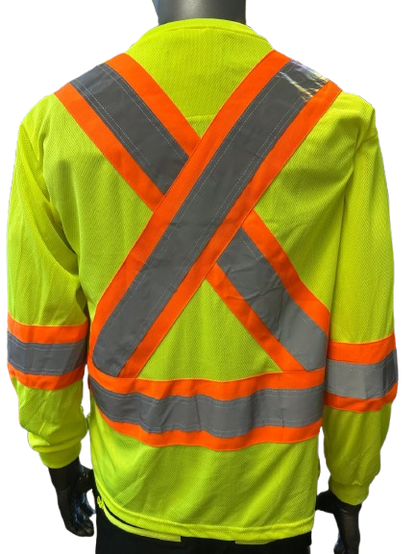 Safeline Hi Vis Moisture-Wicking Long Sleeve Safety Shirt - Breathable & Soft Work T-Shirt with Reflective Tape