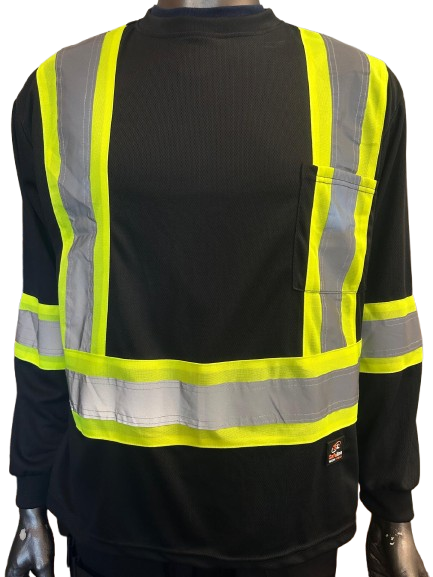 Safeline Hi Vis Moisture-Wicking Long Sleeve Safety Shirt - Breathable & Soft Work T-Shirt with Reflective Tape