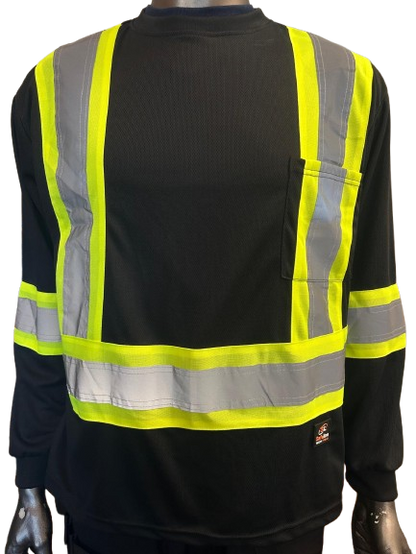 Safeline Hi Vis Moisture-Wicking Long Sleeve Safety Shirt - Breathable & Soft Work T-Shirt with Reflective Tape