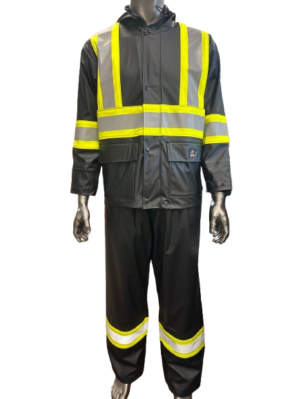 Safeline Hi Vis Waterproof Lightweight Rainsuit - Work Safety Hooded Jacket and Pants