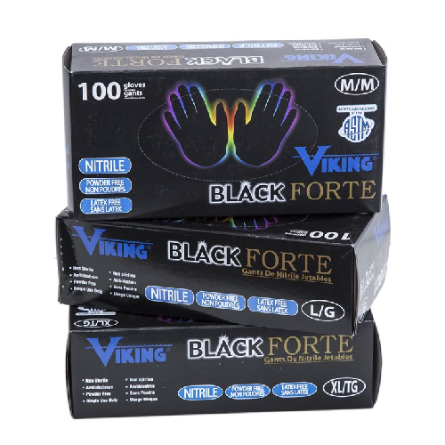 Viking Professional Black Forte Disposable Nitrile Gloves - 4.5 Mil